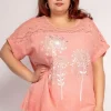 Donna Curvy Blusa con stampa con strass taglie forti Best