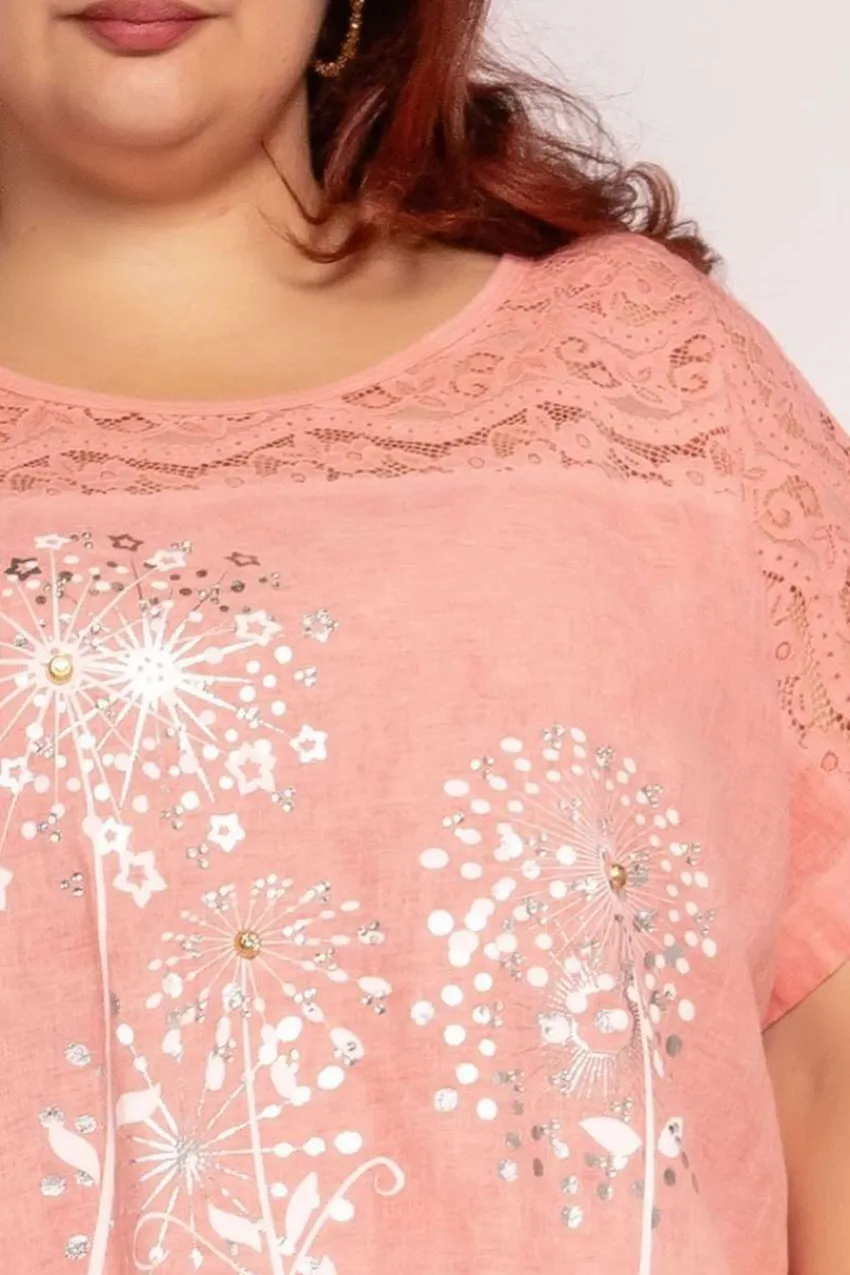 blusa_con_stampa_con_stra_2.webp Donna Curvy Blusa con stampa con strass taglie forti Best
