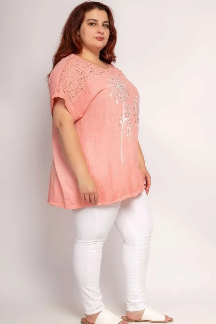 blusa_con_stampa_con_stra_3.webp Donna Curvy Blusa con stampa con strass taglie forti Best