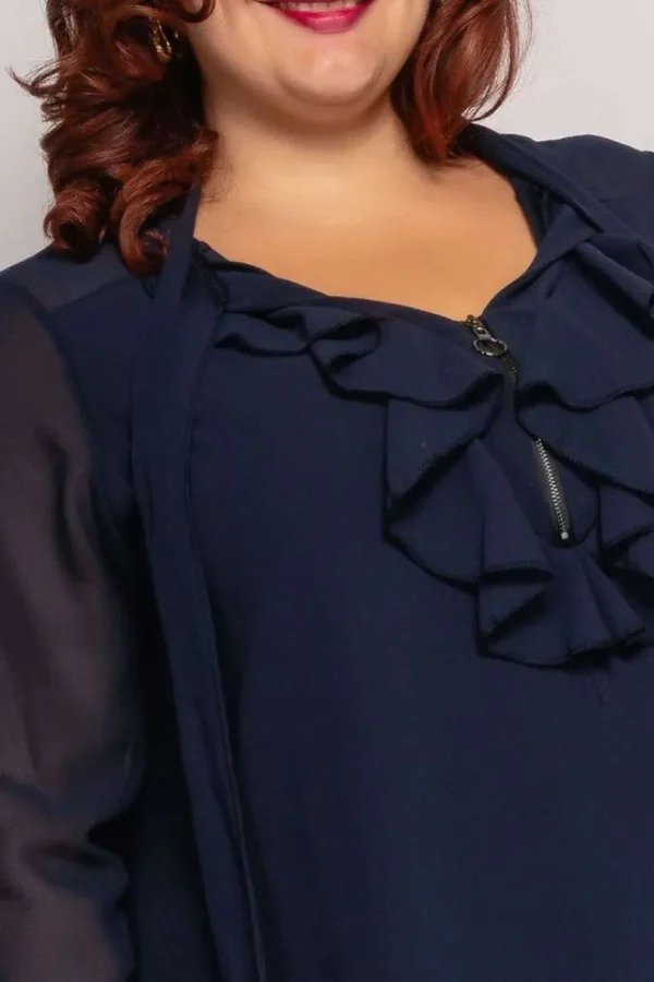 Donna Curvy Blusa con volant e fiocco taglie comode Sale