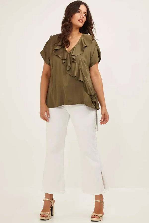 Mat Fashion Blusa con volant taglie comode Outlet