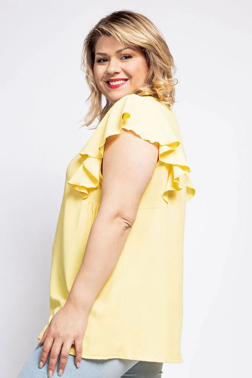 Donna Curvy Blusa con volant taglie forti Clearance