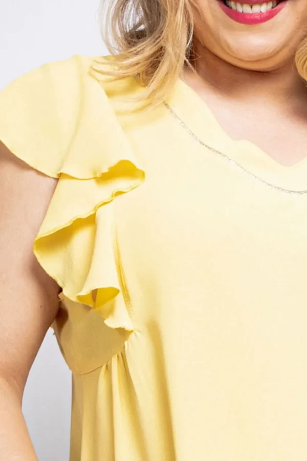 Donna Curvy Blusa con volant taglie forti Clearance