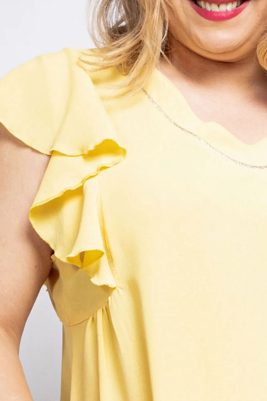 Donna Curvy Blusa con volant taglie forti Clearance