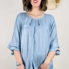 Talissa Mode Blusa laminata con manica ruches taglie comode Clearance