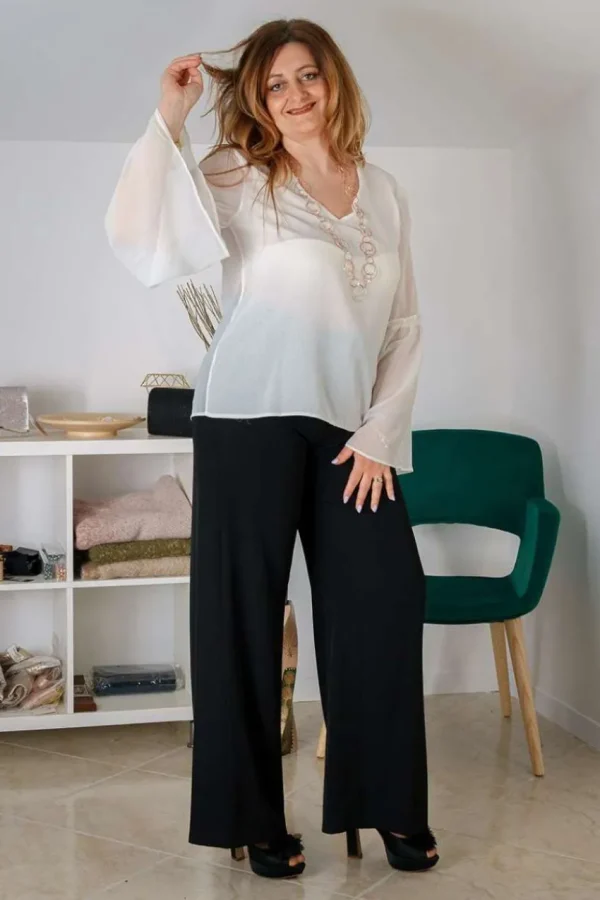 Talissa Mode Blusa scollo a v con manica lunga taglie comode Outlet
