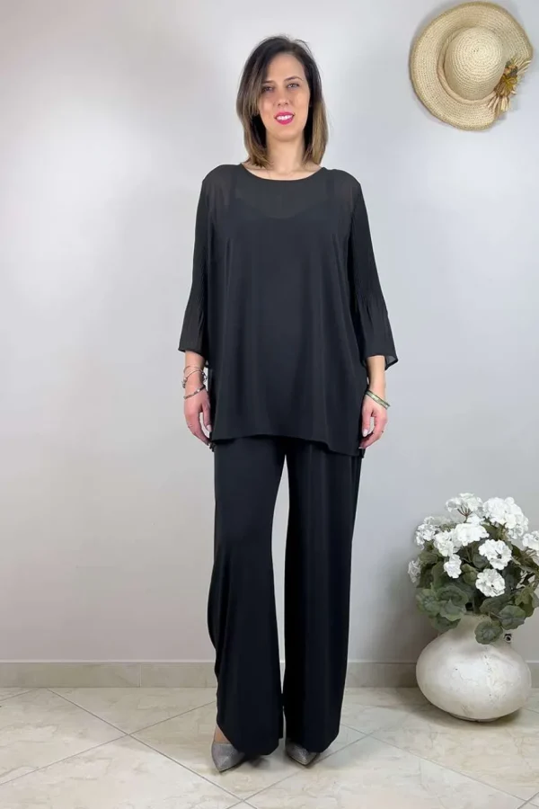 Chalou Blusa trasparente con manica plissettata taglie comode Sale