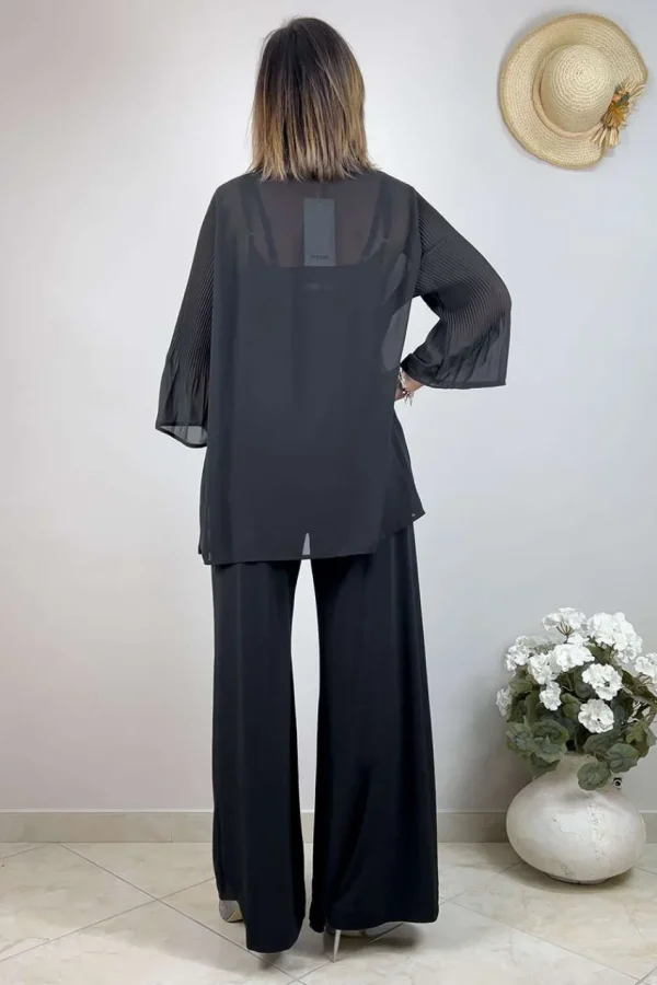 Chalou Blusa trasparente con manica plissettata taglie comode Sale