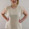 Donna Curvy Bluse con collana smanicata con rouches taglie comode Fashion