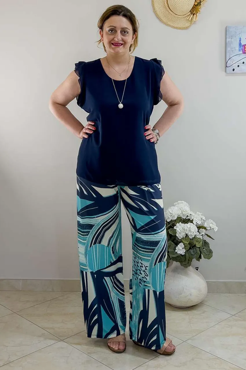 bluse_con_collana_smanica_1-1.webp Donna Curvy Bluse con collana smanicata con rouches taglie comode New