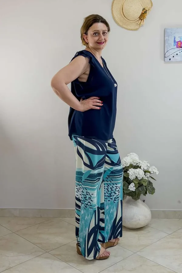 Donna Curvy Bluse con collana smanicata con rouches taglie comode New
