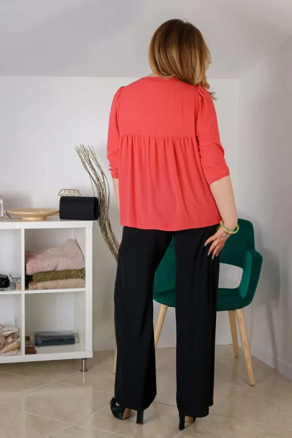 Talissa Mode Camicia fucsia con maniche a ¾ taglie comode Hot