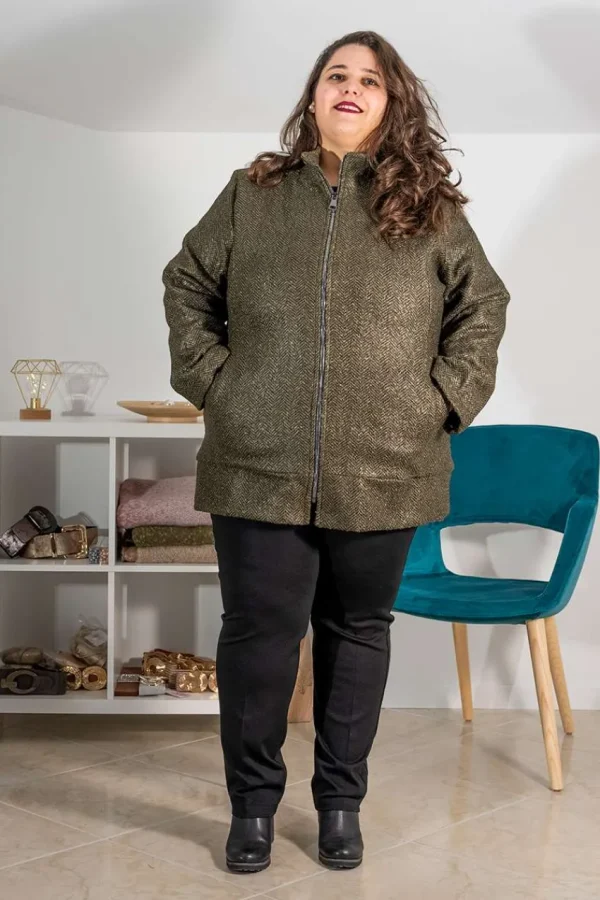 SPG Woman Cappotto in tessuto accoppiato taglie comode Outlet