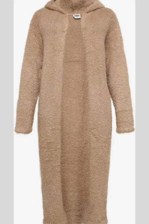 Urban Classics Cardigan in piuma con cappuccio taglie comode Clearance