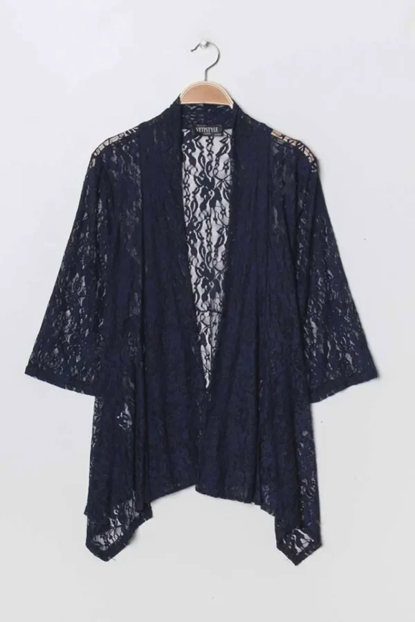 Donna Curvy Cardigan lungo in tulle con pizzo taglie forti Outlet