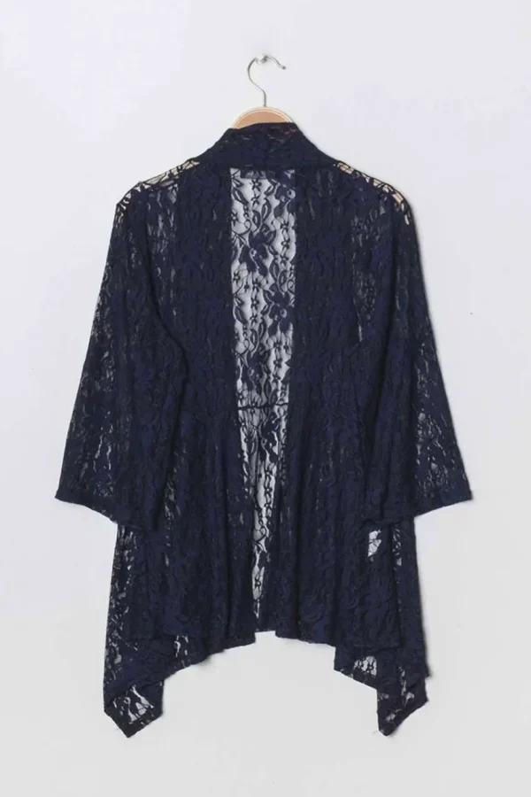 Donna Curvy Cardigan lungo in tulle con pizzo taglie forti Outlet