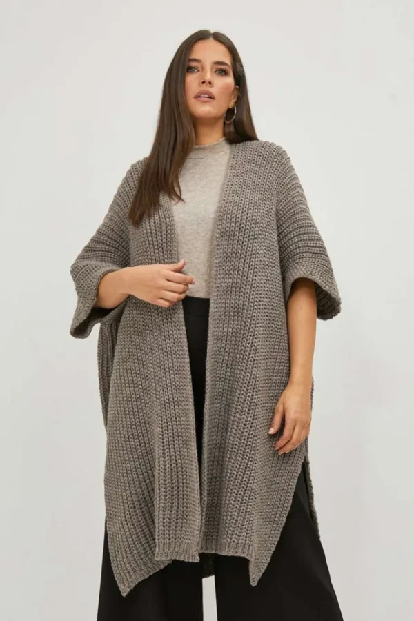 Mat Fashion Cardigan mezza manica con spacchi laterali taglie comode New