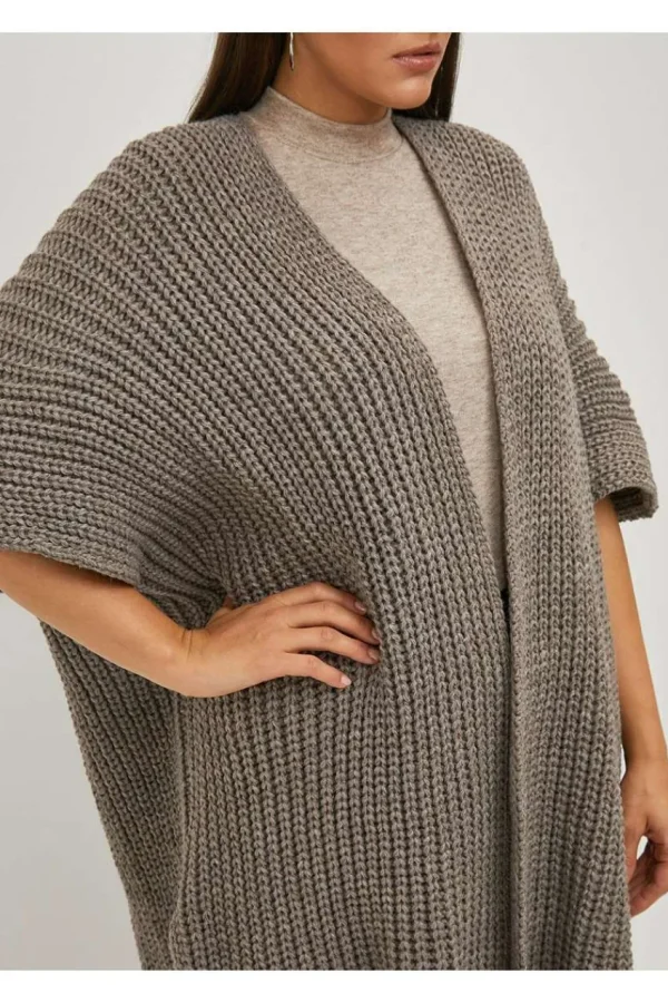 Mat Fashion Cardigan mezza manica con spacchi laterali taglie comode New
