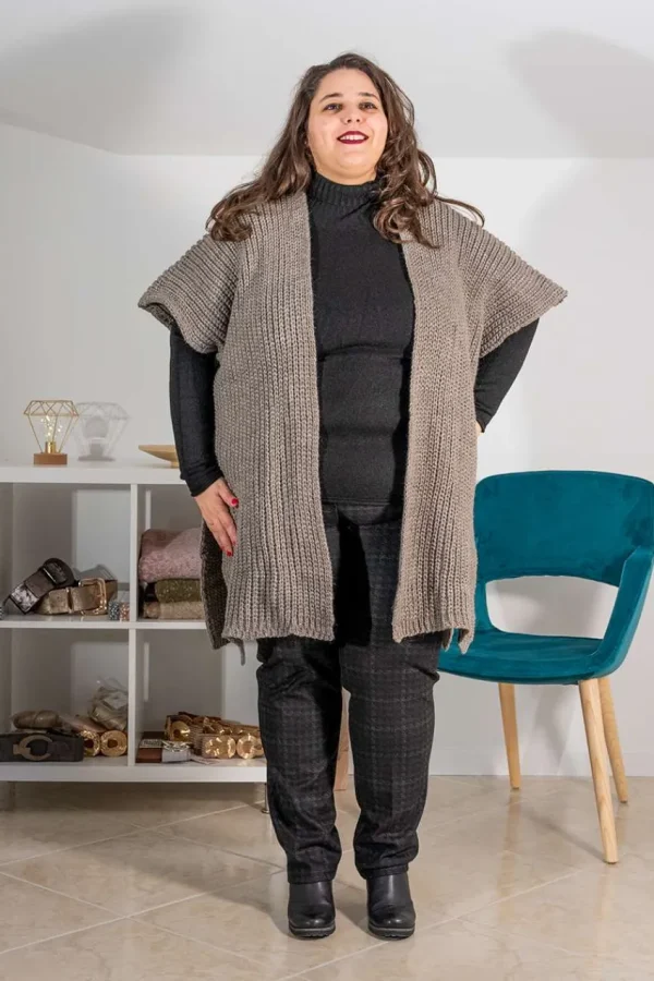 Mat Fashion Cardigan mezza manica con spacchi laterali taglie comode New