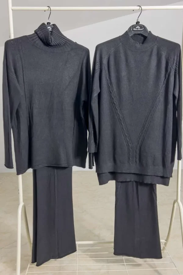 Donna Curvy Completo in maglina pantalone palazzo e maglia con girocollo Sale