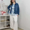 Chalou Giacca di jeans taglie comode Best