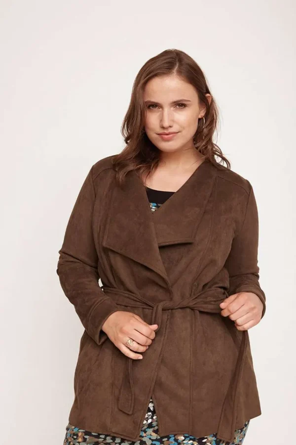 SPG Woman Giacca in camoscio lunga taglie comode New