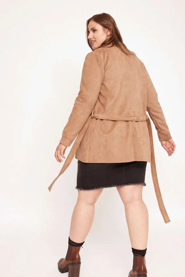 SPG Woman Giacca in camoscio lunga taglie comode Best