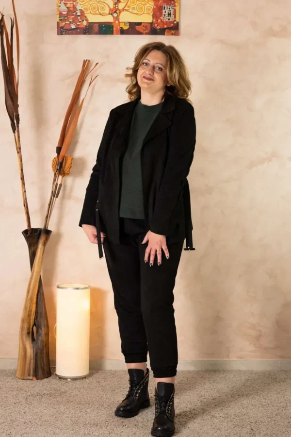 Talissa Mode Giacca scamosciata con cintura taglie comode New