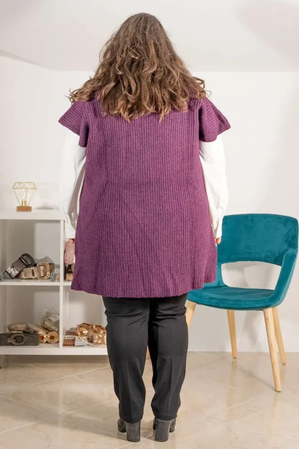 Mat Fashion Gilet di lana lungo con spacchi laterali taglie comode Fashion