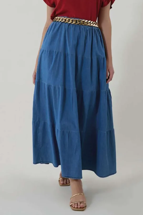 Jiveley Gonna balze effetto jeans in cotone taglie comode Discount