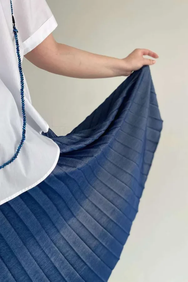 Mat Fashion Gonna plissettata effetto denim chambry taglie comode Clearance