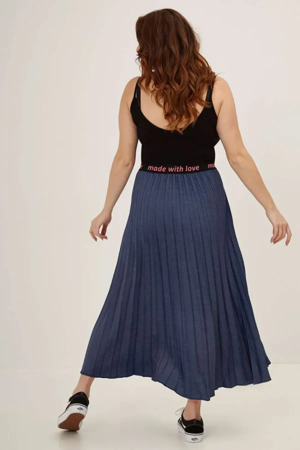 Mat Fashion Gonna plissettata effetto denim chambry taglie comode Clearance