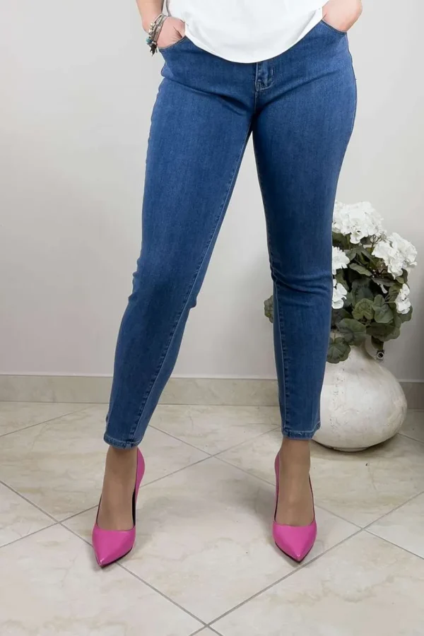 Donna Curvy Jeans lavaggio medio taglie comode Fashion