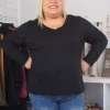 Mat Fashion Maglia con scollo a V taglie comode Fashion
