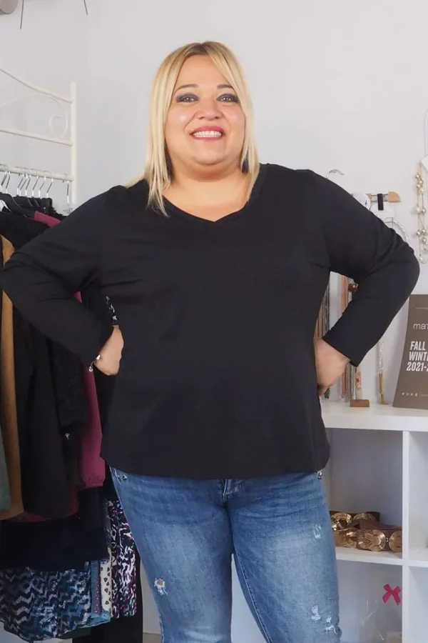Mat Fashion Maglia con scollo a V taglie comode Fashion