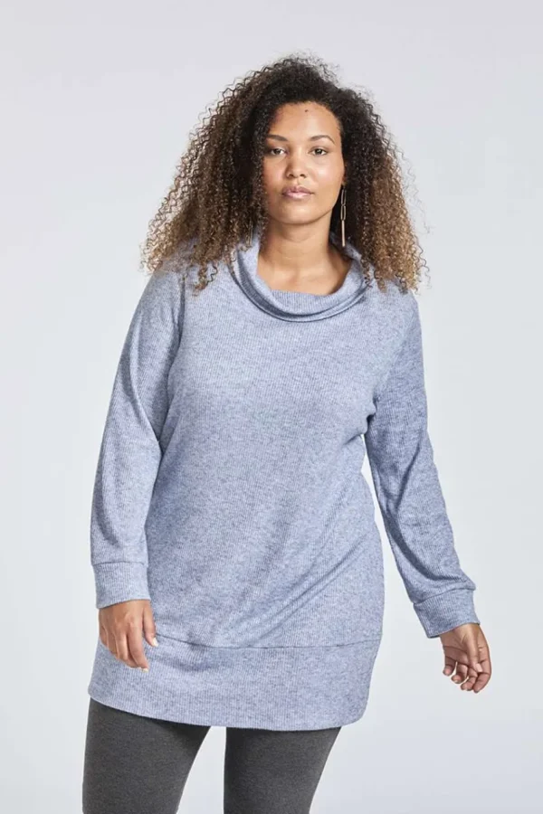 SPG Woman Maglia lunga con collo taglie comode Hot