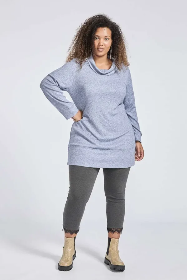 SPG Woman Maglia lunga con collo taglie comode Hot