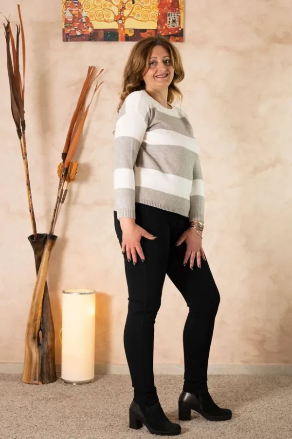 Griffai Maglione asimmetrico righe lurex taglie comode Hot
