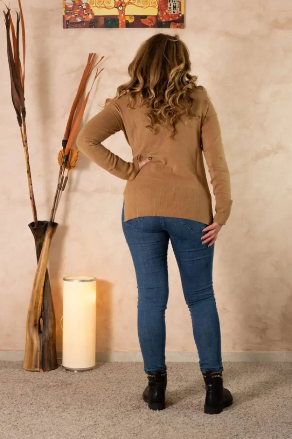 Griffai Maglione con spacchi e risvolti alle maniche taglie comode New