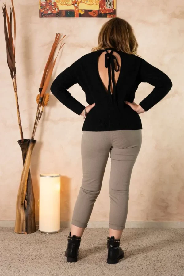 Griffai Maglione con treccia con scollo a goccia dietro taglie comode Outlet
