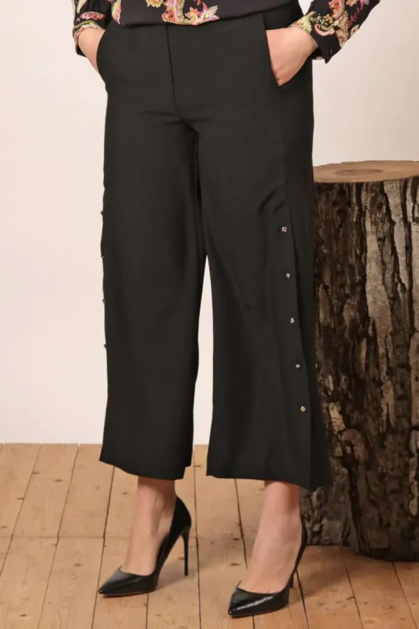 Jiveley Pantalone con bottoni e spacco taglie comode New
