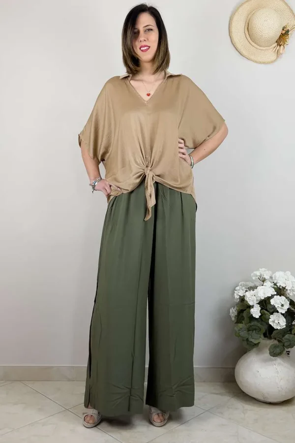 Mat Fashion Pantalone con spacchi laterali taglie comode Hot