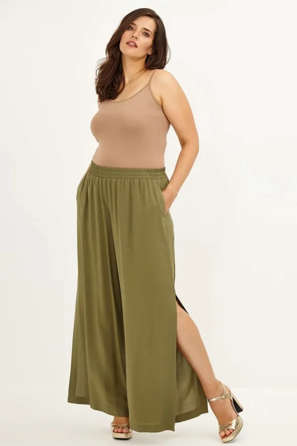 Mat Fashion Pantalone con spacchi laterali taglie comode Hot