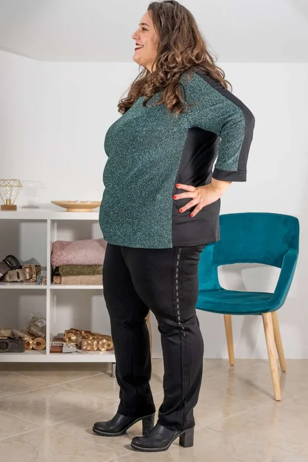Donna Curvy Pantalone con strass taglie comode Best