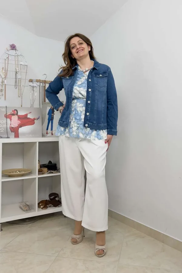 Donna Curvy Pantalone cropped a palazzo taglie forti Discount