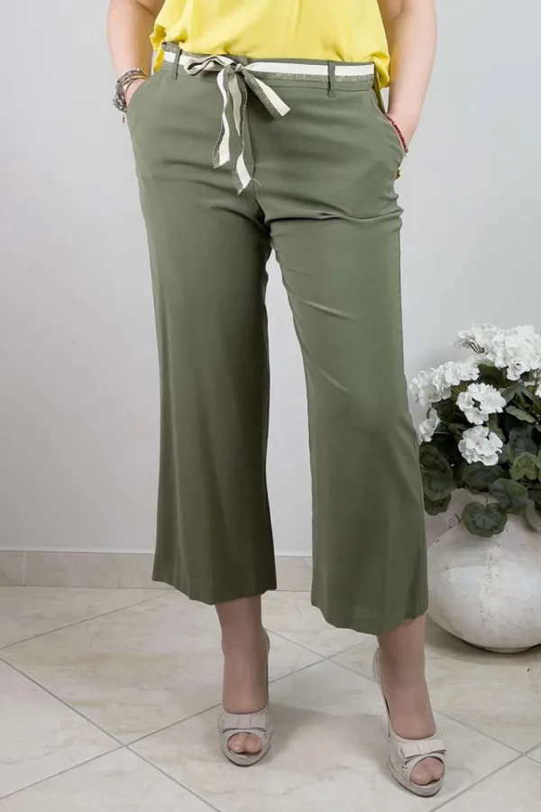 Jiveley Pantalone cropped con cintura taglie comode Outlet