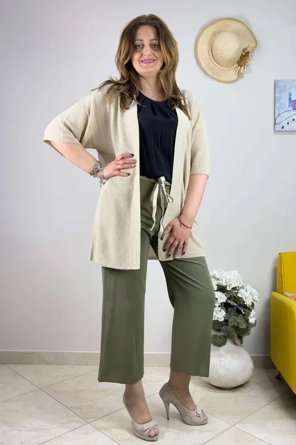 Jiveley Pantalone cropped con cintura taglie comode Outlet