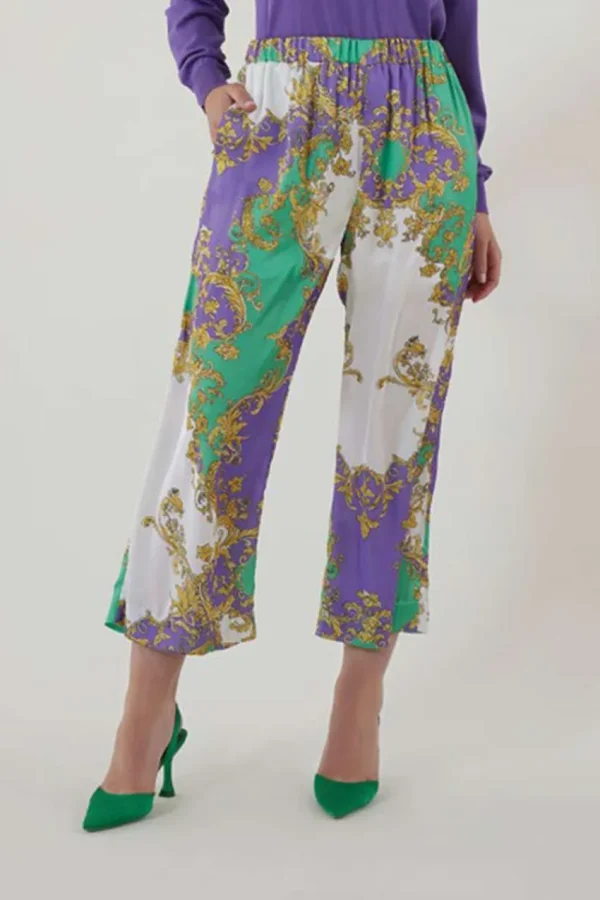 Jiveley Pantalone cropped fantasia versace taglie comode Sale