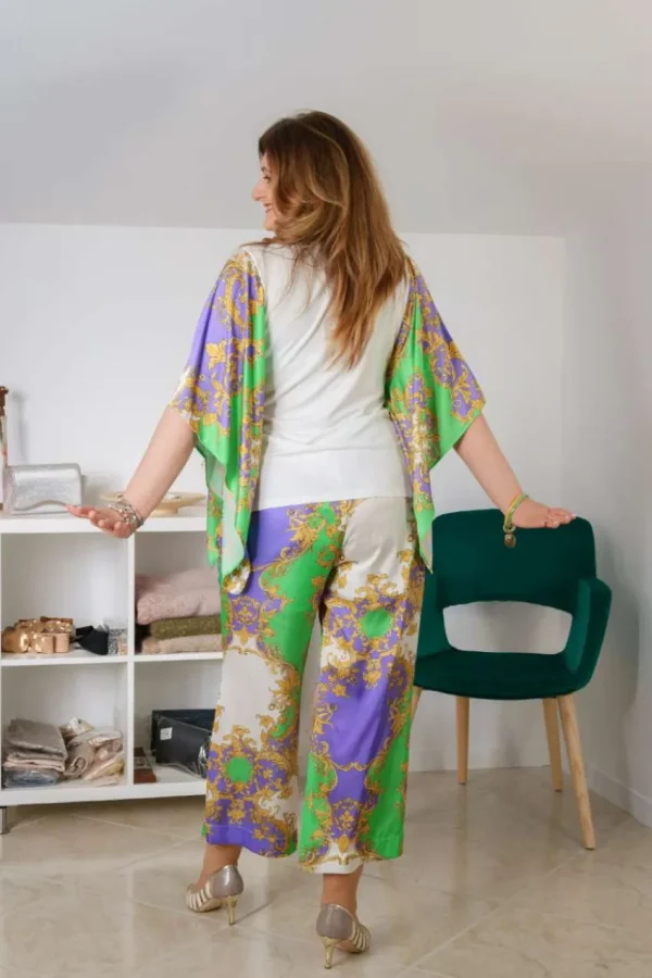 Jiveley Pantalone cropped fantasia versace taglie comode Sale