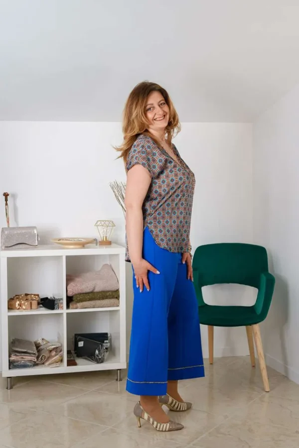 Jiveley Pantalone cropped Royal con strass taglie comode Clearance